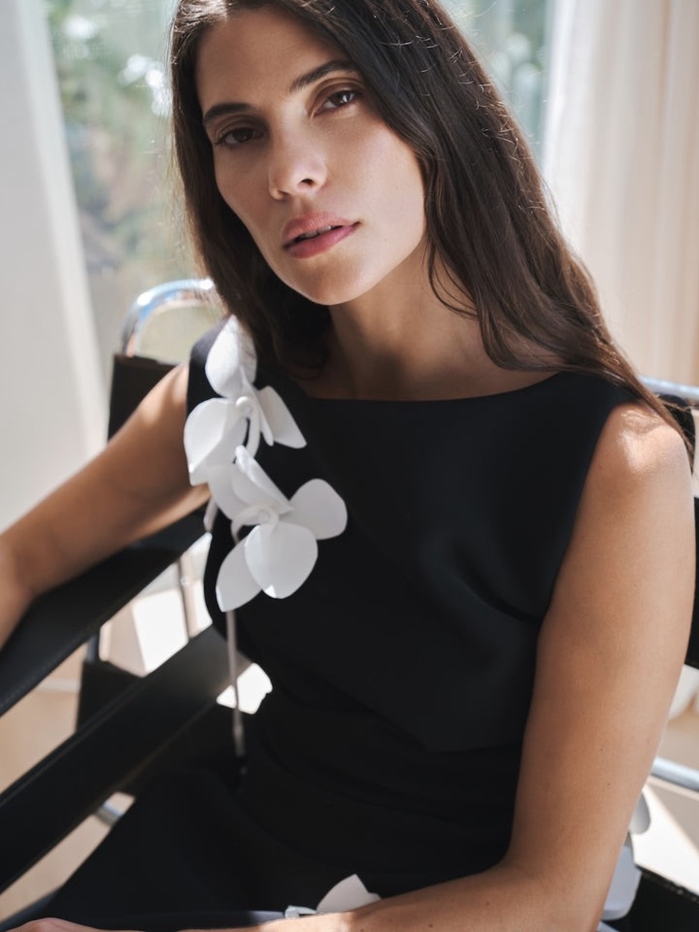 Acler NWOT Black One-Shoulder Mini Dress with White Floral Appliqués - Picture 6 of 13
